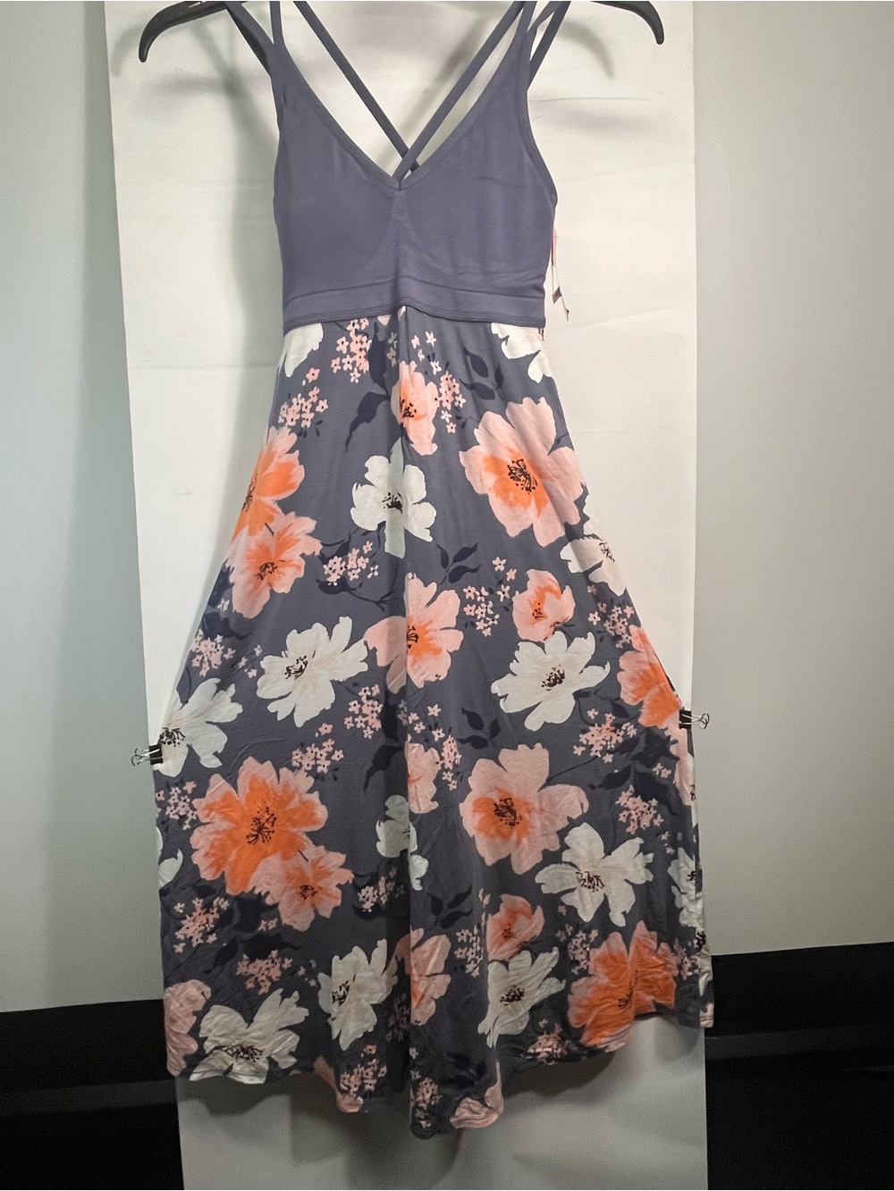Floral Sleepwear Dress in Charcoal Blue